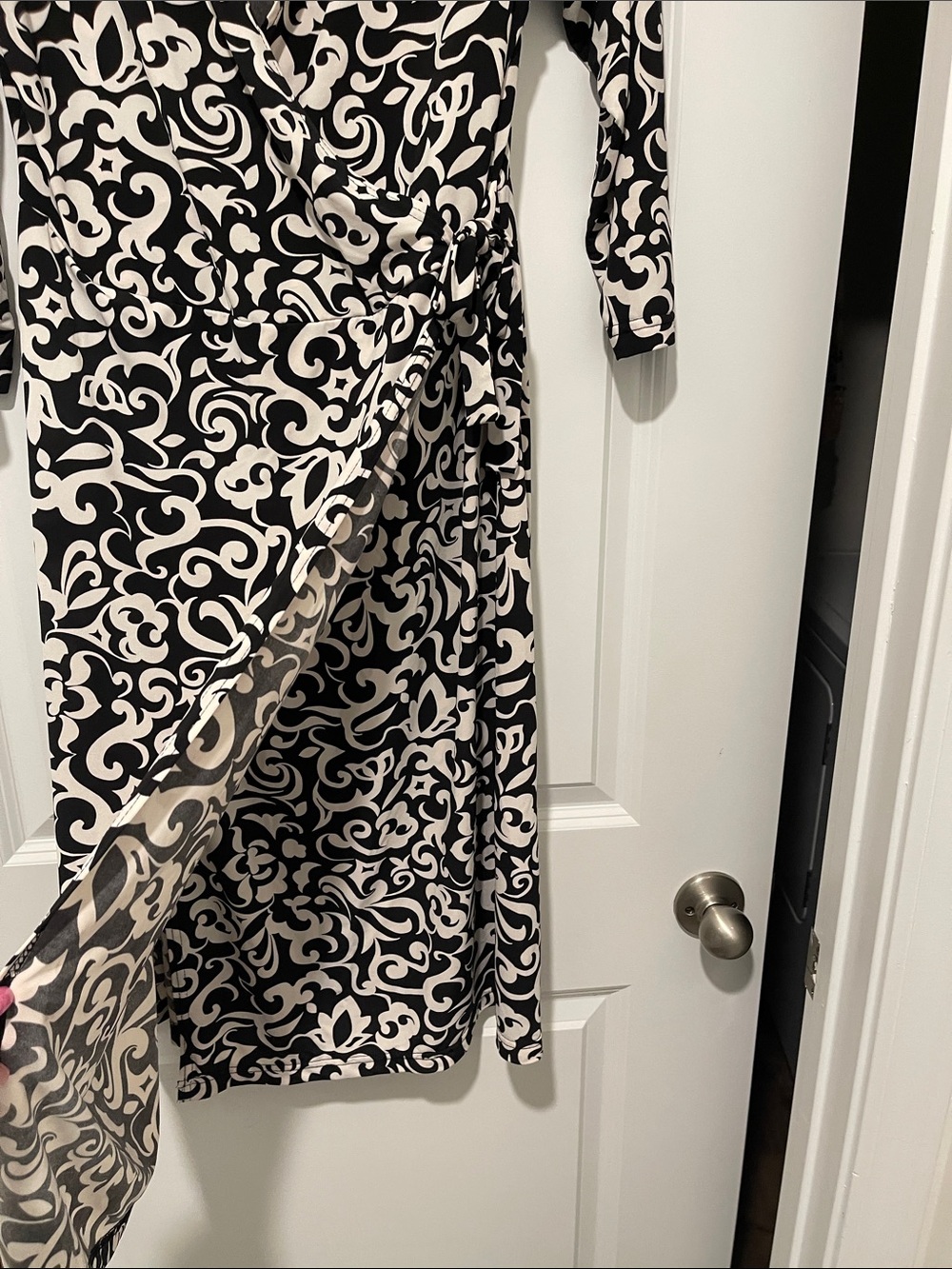 Chelsea Studio Black & White Wrap-Style Midi Dress